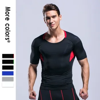 

Men's Running Shirt Short-sleeved Compression Sportswears Tight Training Tops Quick-dry Gym Shirt 6colors