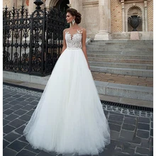 SoDigne свадебное платье без рукавов пляжный тюль для платья невесты с кружевной аппликацией свадебное платье es белый/Lvory романтические пуговицы