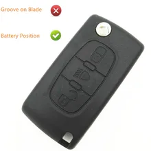 3 кнопки крышка автомобиля замена флип-ключ чехол пустой корпус световая кнопка для peugeot Key 307 407 207 с батареей место без паза