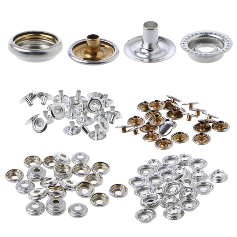 100pcs Stainless Steel Fastener Snap Press Stud Cap Button Marine Boat Canvas