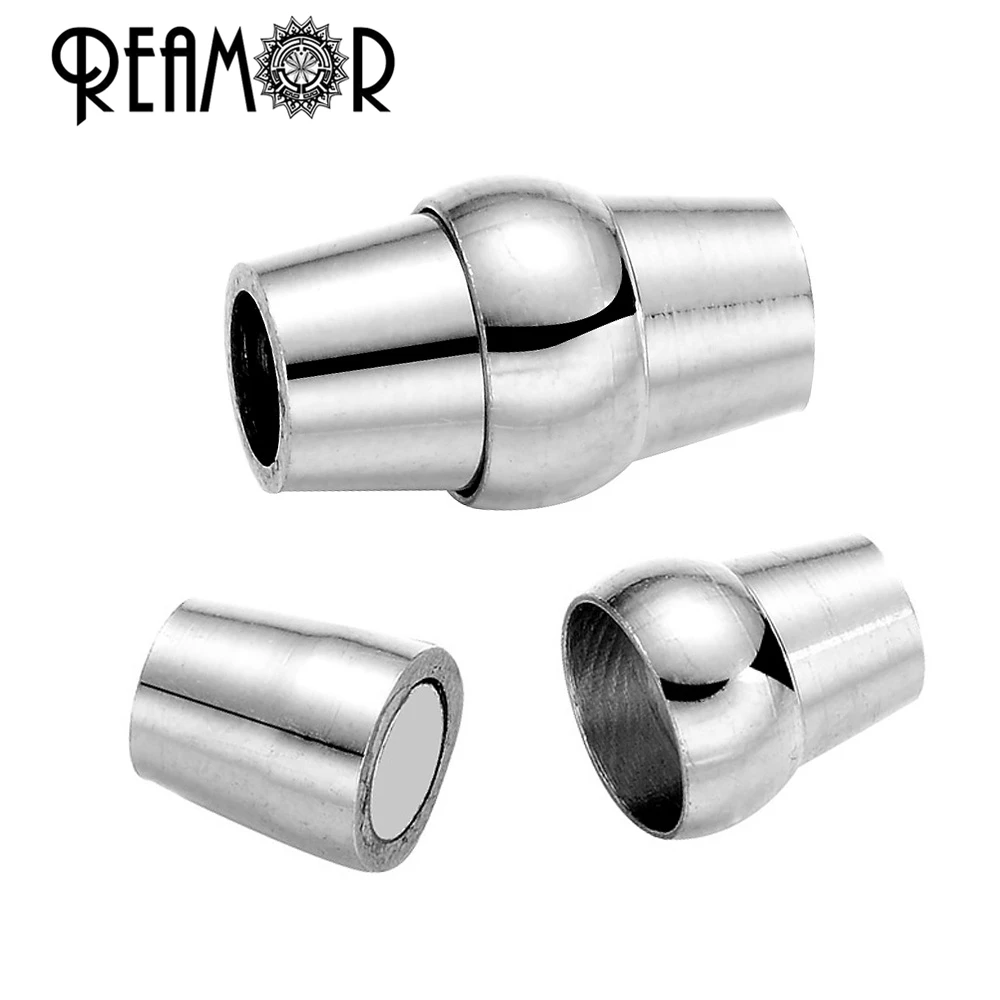 

REAMOR High Polished 316l Stainless Steel 4mm Magnet Hook Magnetic Clasp Jewelry Findings Leather Bracelet Clasp DIY Jewelry