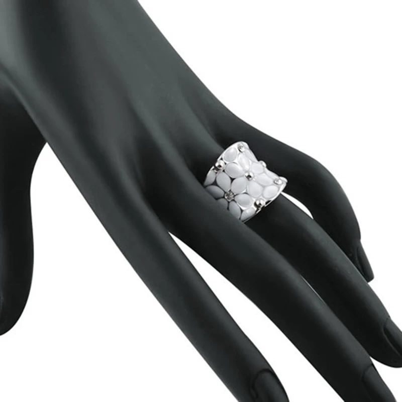 GS, кольца с кристаллами для женщин, белый цветок, блестящие стразы, серебряный цвет, свадебные ювелирные изделия, Женское кольцо для невесты, обручальное кольцо R2I