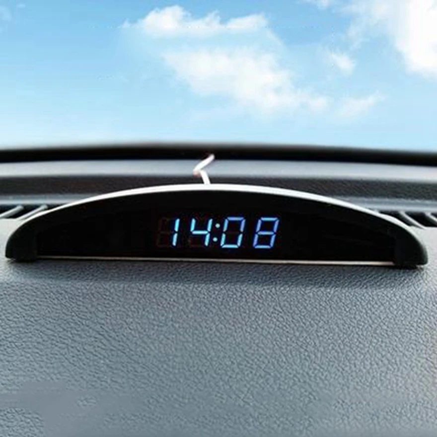 Vehicle electronic clocks and watches  Electronic Clock for Automobile  Thermometer Voltmeter Clock with Light Vehicle