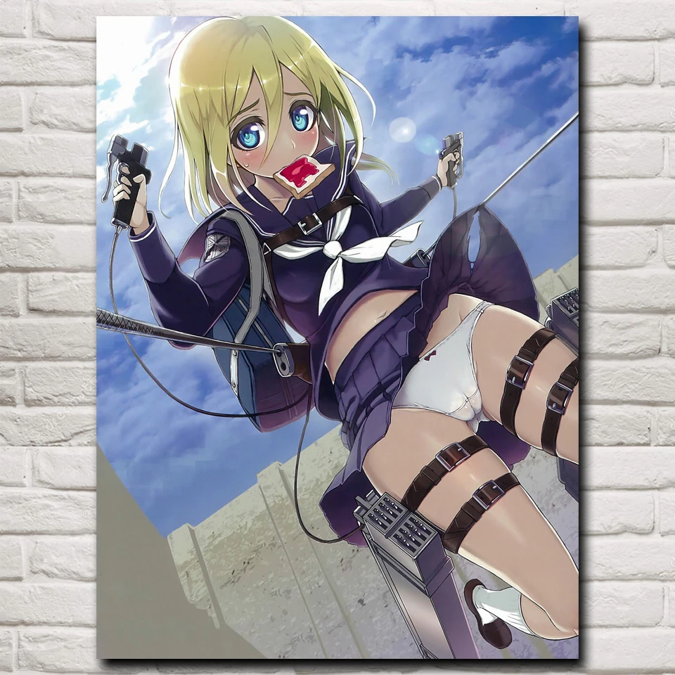 

FOOCAME Attack On Titan Poster Japanese Anime Silk Art Prints Home Decor Decoration Paintings for Living Room Wall Pictures