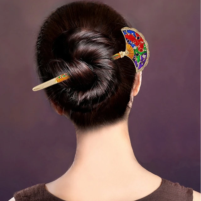 Clical Sector Design Rhinestones Cloisonne Hairpin Chopsticks Clical Sector Design Rhinestones Cloisonne Hairpin Chopsticks Hair Sticks For Women S Headwear Accessories
