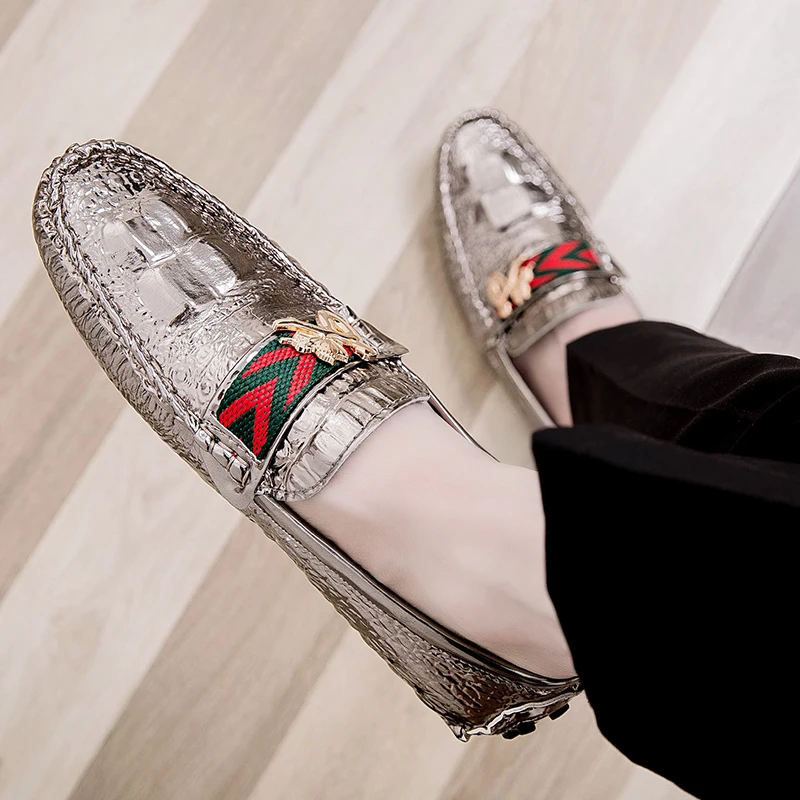 

Rommedal crocodlie skin loafers men large size 38-48 bright pu leather man's casual shoes walk loafers drive shoes wholesale