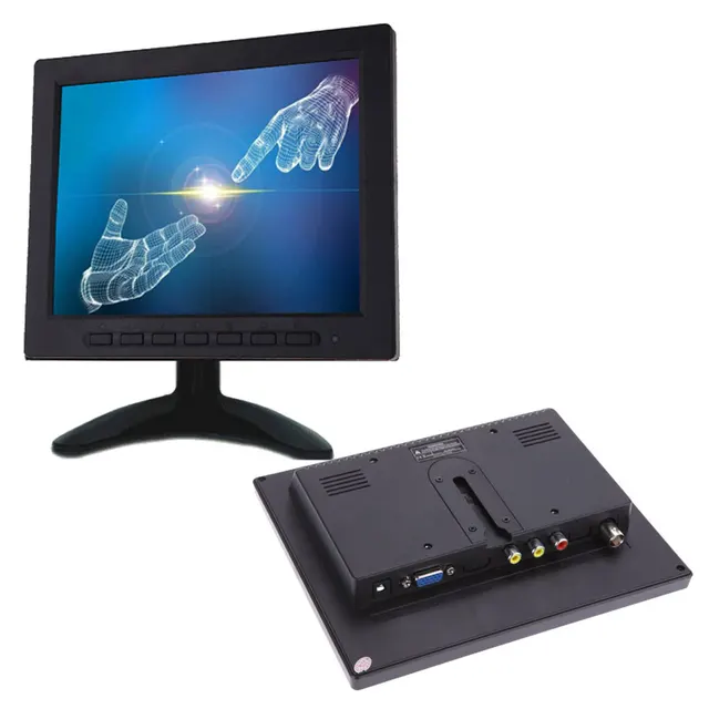 8 inch TFT LCD Color Video Monitor CCTV Monitor Screen VGA BNC AV Input for PC CCTV Security Remote and Stand Rotating Screen