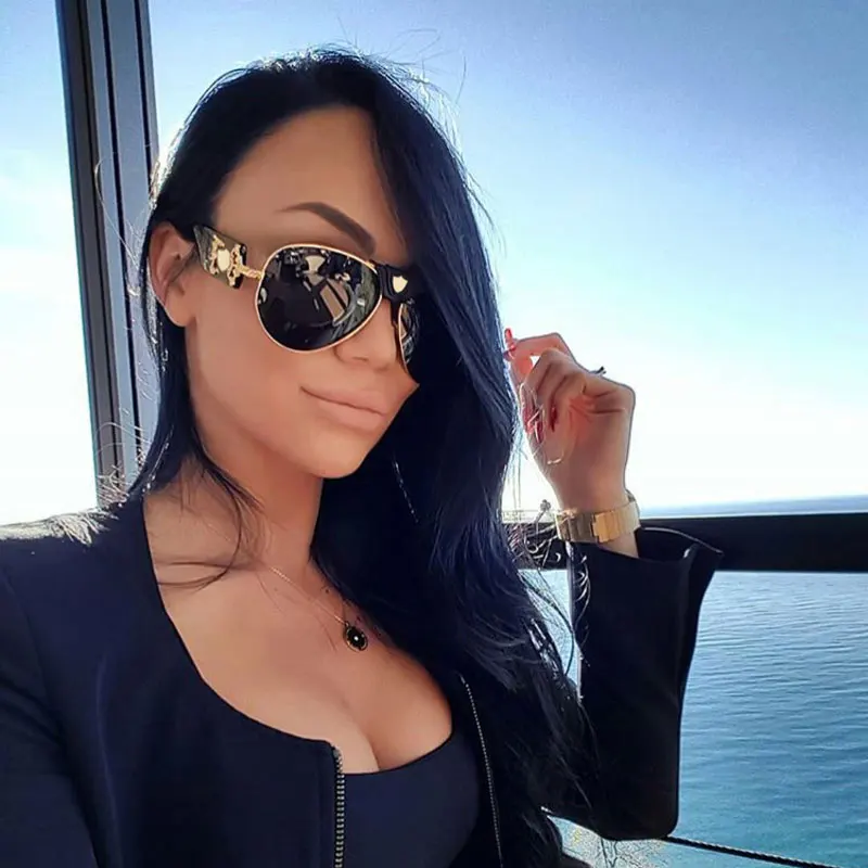 Murah Winla Vintage Merek Desainer Kacamata Hitam Wanita Kacamata Lapisan Cermin Lensa Kacamata Hitam Kulit Dekorasi Bingkai Gafas De Sol WL1041