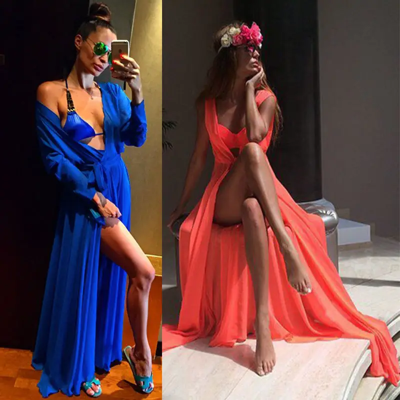

hirigin 2017 Summer Women Cardigan Bathing Suit Bikini Swimwear Cover Up Beach Smock Strap Loose Long Maxi Blends One Size