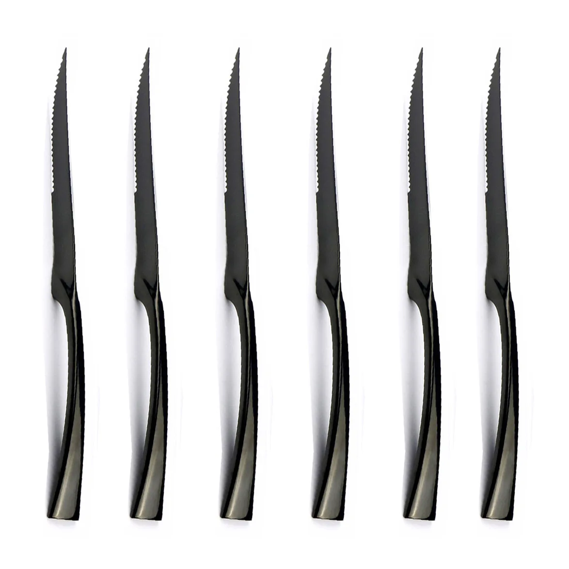 

Rainbow Colorful Stainless Steel Steak Knife Sharp Set Kitchen Black Dinnerware Restaurant Cutlery Western Food Knife 6pcs