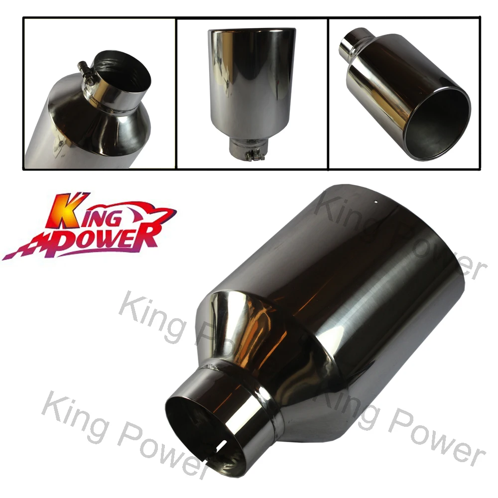 

KP- FREE SHIPPING - Stainless Steel Rolled End Angle Cut Exhaust Tip 4" Inlet 8" Outlet 15" Long S/S