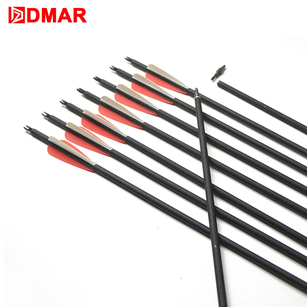 

12pcs Mix Carbon Arrow 30" Spine 600 O.D.7.8mm/0.3" Anti-crack for Recurve Bow Compound Bow Hunting/Archery Accessories