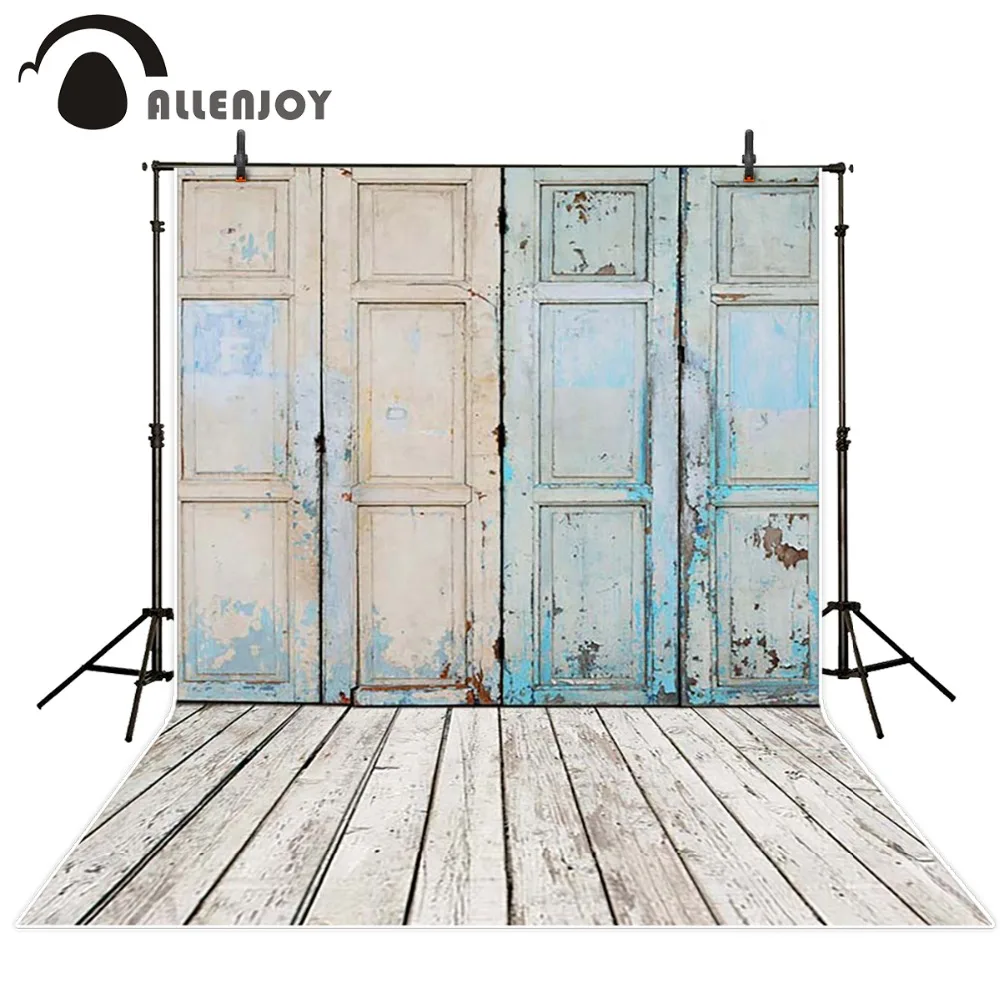 

Photography background Old house wooden door floor children girl send rolled fabric Allenjoy backdrops