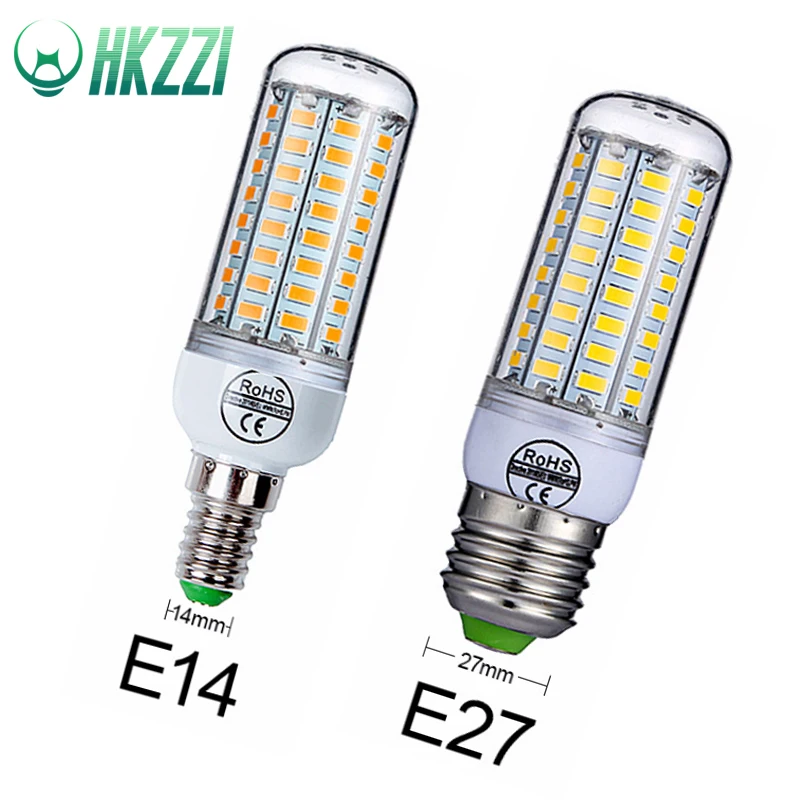 HKZZI E27 светодиодный светильник E14 лампы SMD5730 220V Светодиодная лампа кукуруза 24 69 72