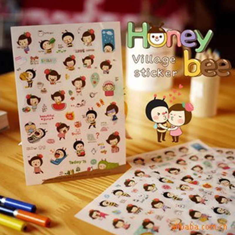 

Korean Stationery Cute Bee Girl Cartoon Mobile Phone Decorative Sticker
