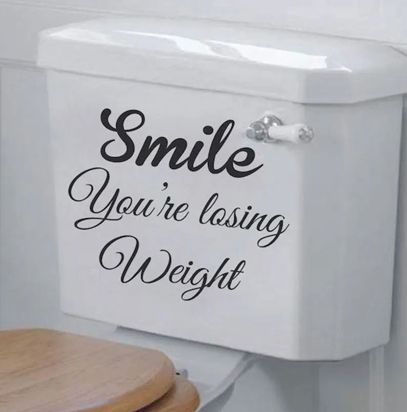 

Smile You're Losing Weight Quotes Toilet Seat Sticker Vinyl Home Decor Bathroom WC Text Decals Removable Waterproof Murals 3521