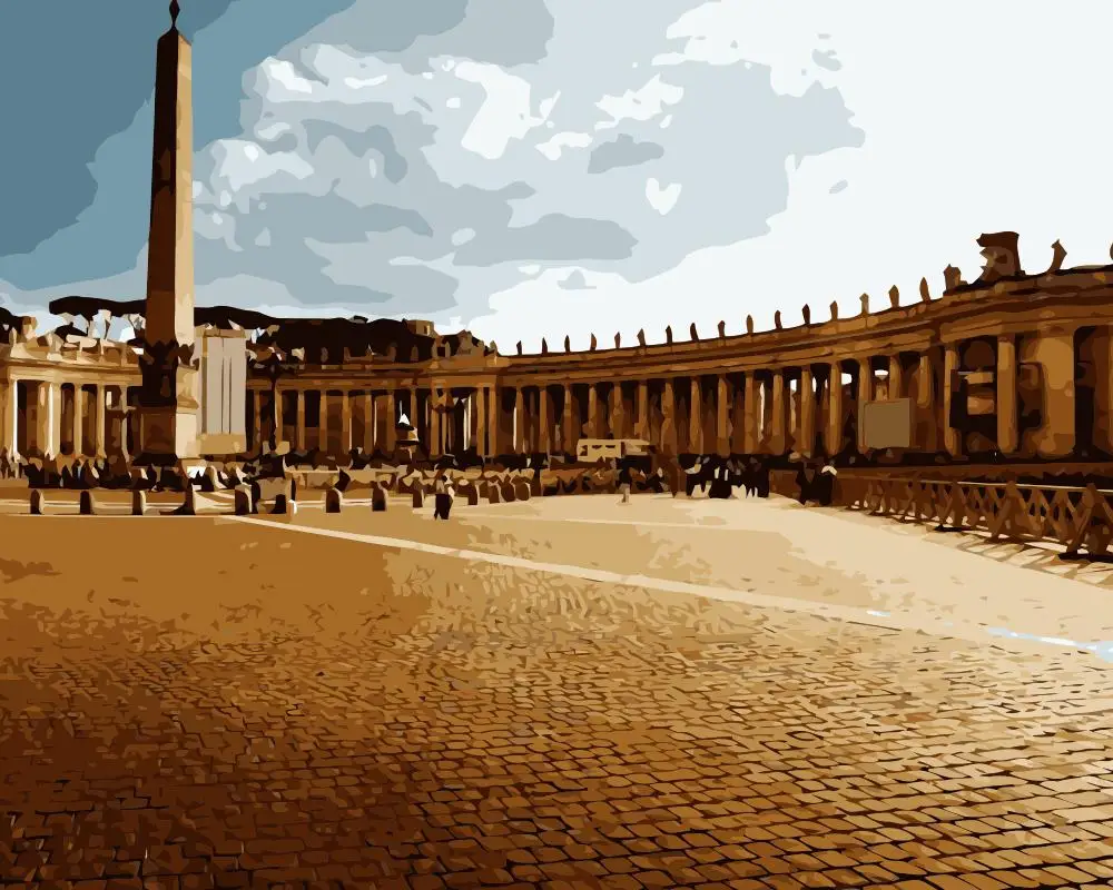 MaHuaf-j622 Saint Peter\'s Square coloring by numbers on canvas paint by numbers kit on canvas wall pictures home decor 