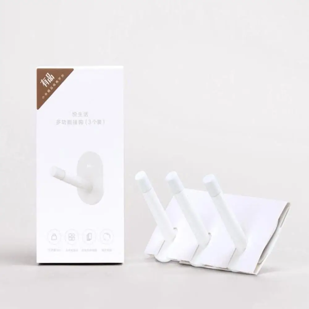 Xiaomi Mijia HL 3 шт. настенные крючки маленькие клейкие многофункциональные крючки/настенный крючок для швабры крепкая Ванная комната Спальня Кухня 3 кг макс - Цвет: White