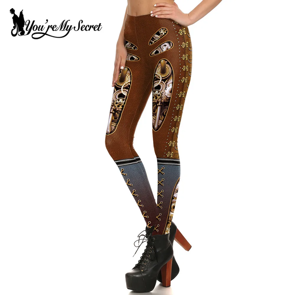 

[You're My Secret] Retro Gothic Style Gear Steampunk Leggings Women Punk Leggings Workout Slim Fitness Legins Pants Wholesalers