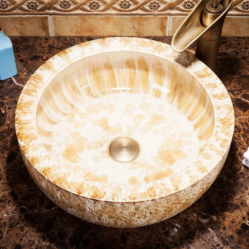 China Artistic Handmade Art wash basin Ceramic Counter Top Wash Basin Bathroom Sinks hand wash art basin (3)