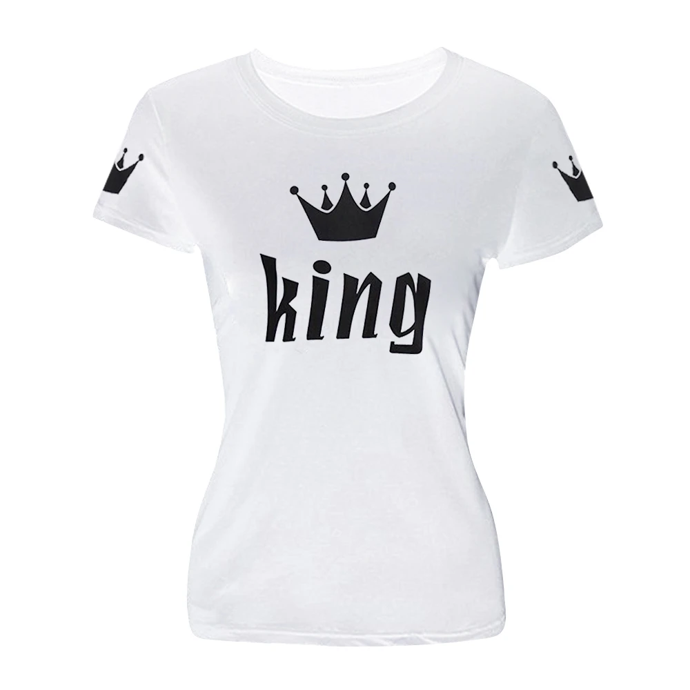White Letter King Combination T Shirt Summer Women Letter Print Short 
