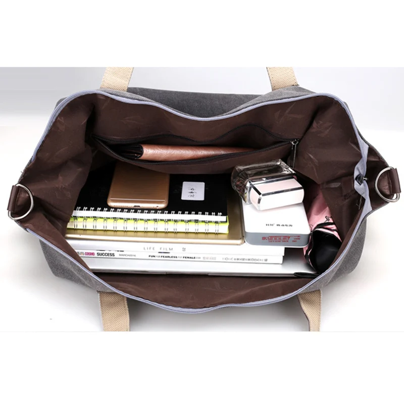 Women Canvas Handbags High Quality Female Single Shoulder Bags Crossbody Bag Vintage Solid Multi-pocket Lady Totes Bolsas SS7376 (5)