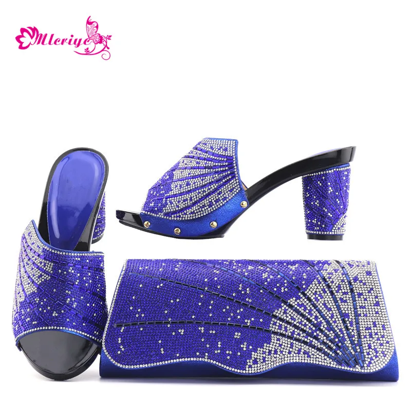 

Women Shoes and Bag Set In Italy Blue Italian Shoes with Matching Bags High Quality African Women Wedding Shoes and Bag Set
