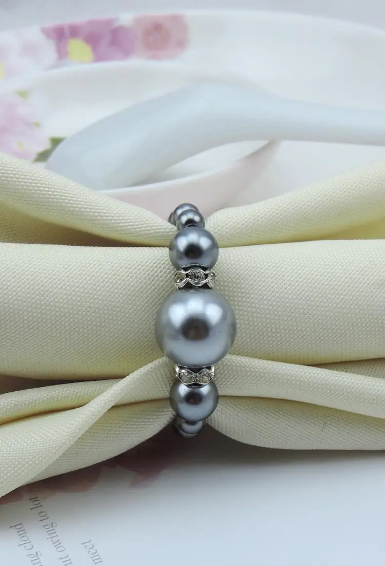 100pcs/lot Free Shipping wholesale Gray Pearls Napkin Rings Hotel