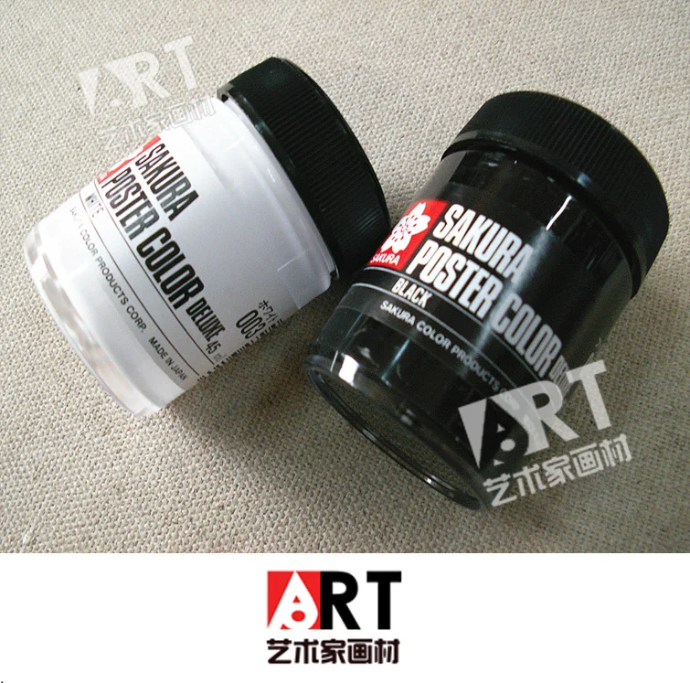 

Free shipping SAKURA degumming gouache pigment The commonly used color white and black 45ml