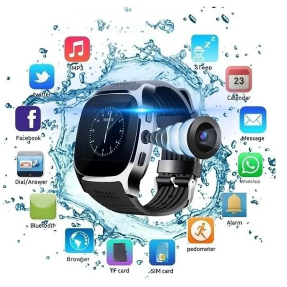 

T8 Waterproof Sports Exercise Bluetooth Camera Pedometer Wristband Smart Watch Blood Pressure Watch Smart Bracelet