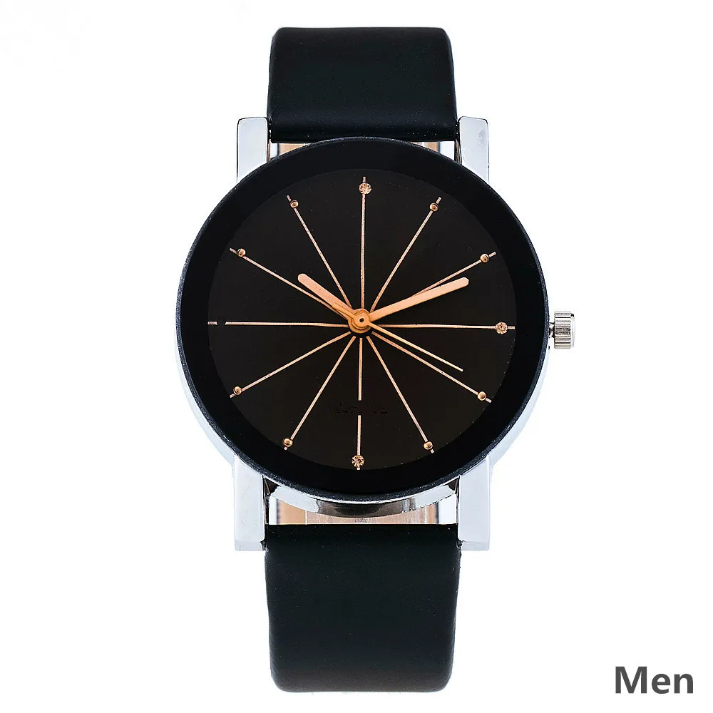 Relogio Feminino модные роскошные парные Кварцевые часы циферблат час цифровые женские часы мужские кожаные Наручные часы леди подарок - Цвет: men