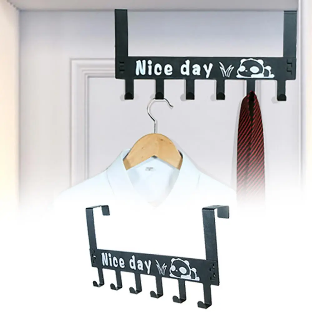 Durable Door Hook Living Room Wall Hanger Hat Durable Kitchen 6 Hooks Bearing Black White Color Bearing