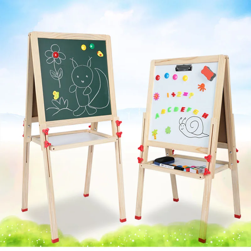  Children drawing board double-sided magnetic small blackboard home teaching bracket Baby drawing bo - 33027667671
