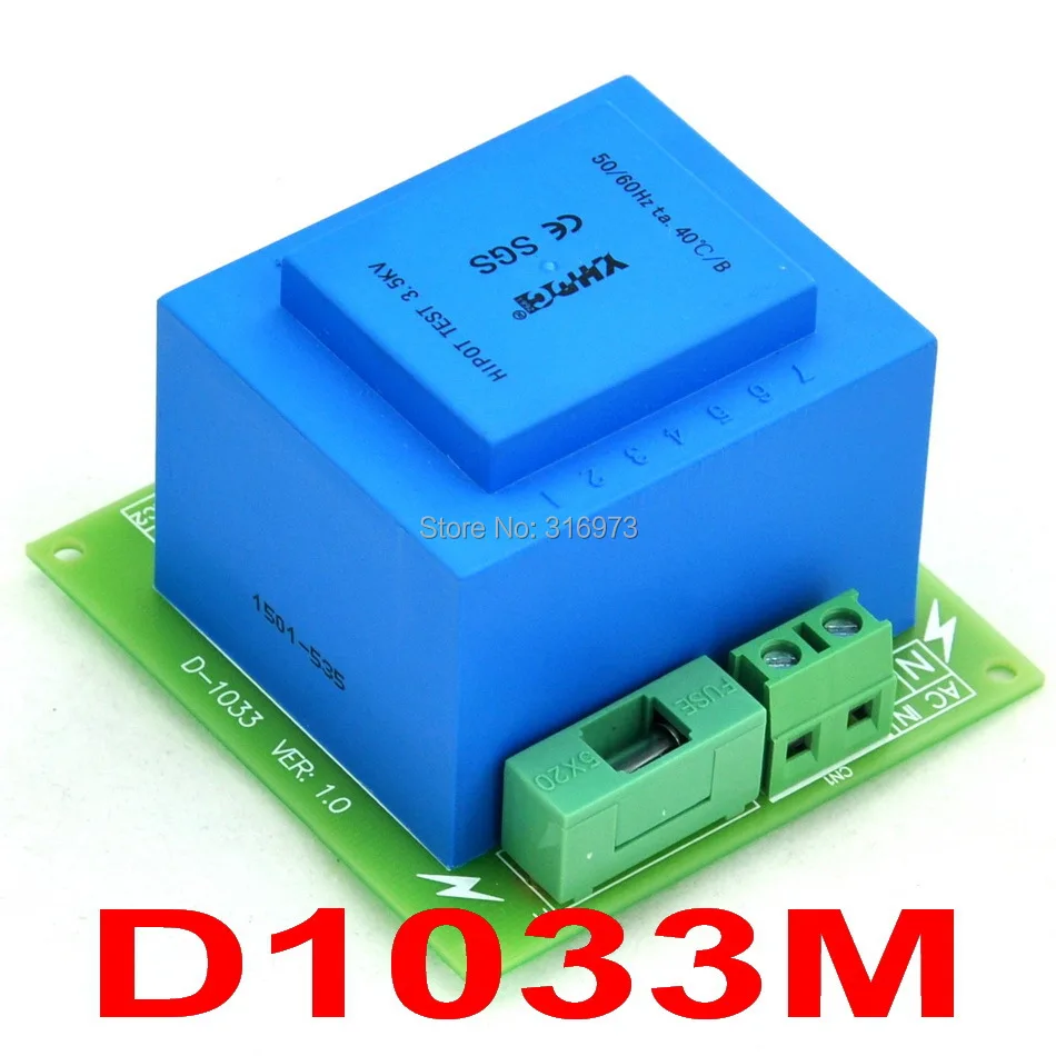 

Primary 115VAC, Secondary 2x 24VAC, 20VA Power Transformer Module,D-1033/M,AC24V