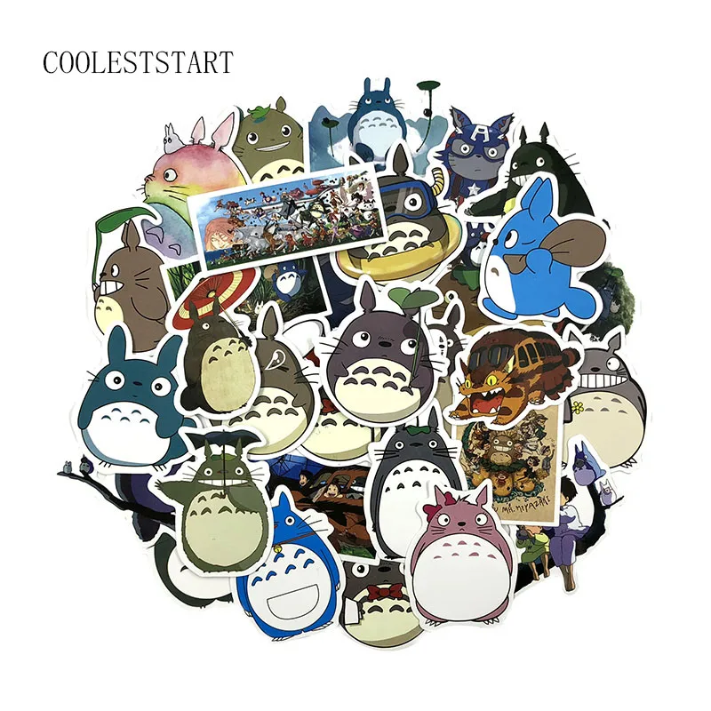 

50PCS/Set Totoro Doodle Stickers Japanese Anime For Bags Refrigerator Notebook Bag Motorcycle Bicycle Decal Toy Gift Stickers