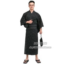 Мужское традиционное японское кимоно, мужские халаты s, хлопок, халат Yukata, Мужская Ночная рубашка, банный халат, летняя одежда для сна с obi A52602