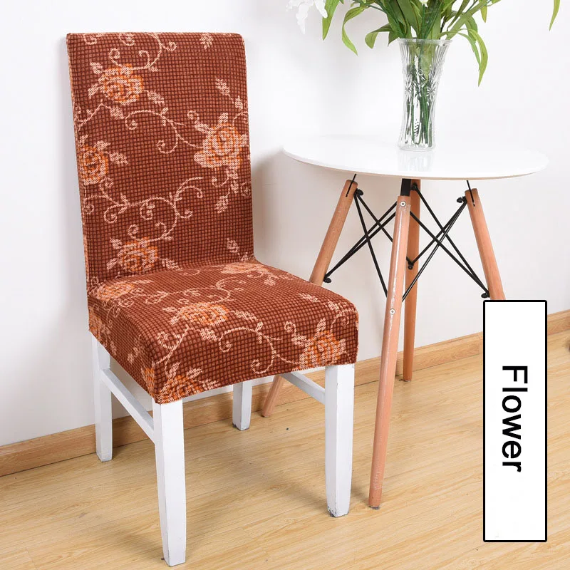 Simple Solid Color Elastic Spandex Polar Fleece Restaurant Kitchen Chair Cover Protector Chair