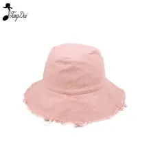 Летние из стираного денима Женская Солнцезащитная шляпа с бахромой; гибкая шляпа Дамы широкими полями Пляжный набор игрушек для детей Шапки женский хлопок складной Chapeu
