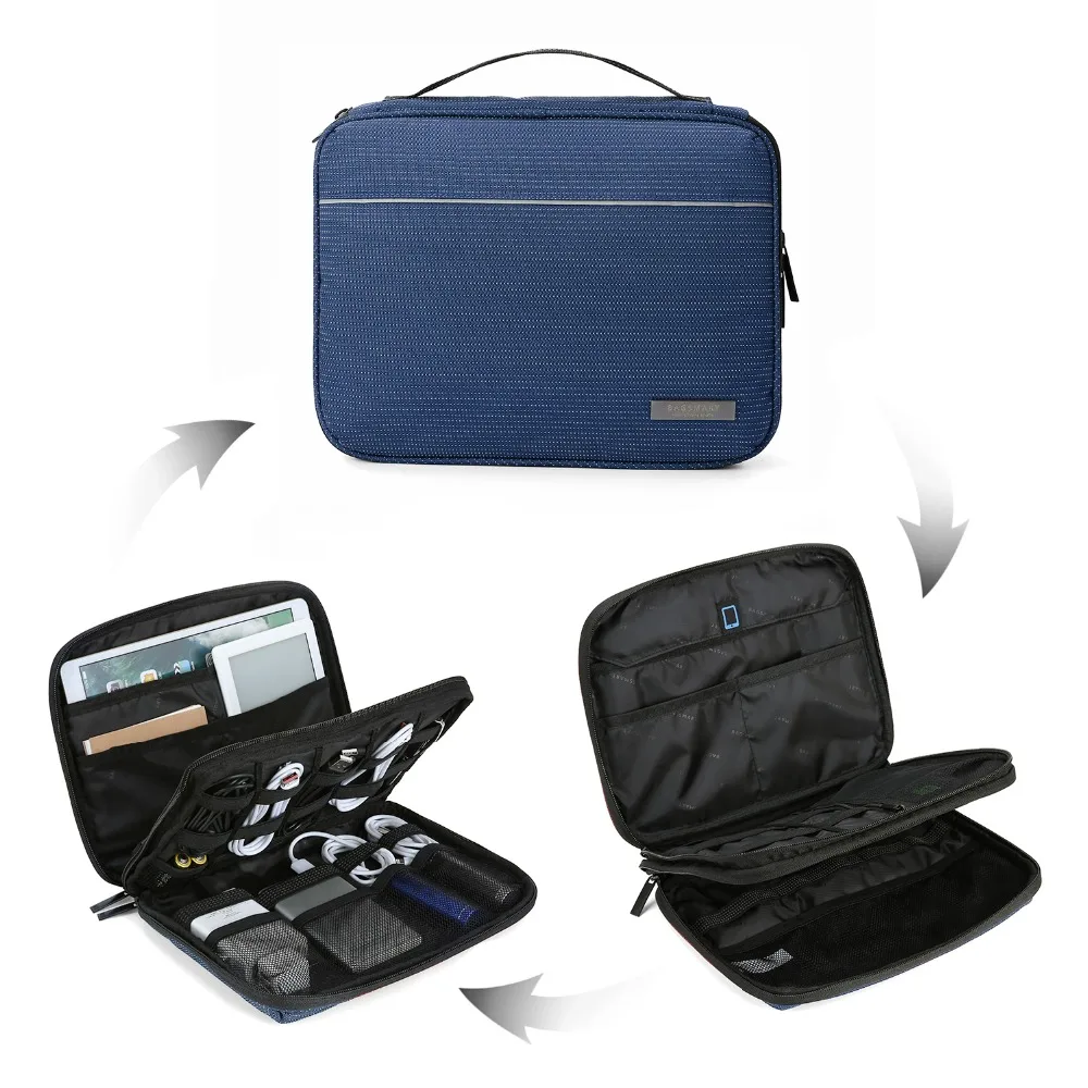 BAGSMART Double Layer Travel Electronics Cases Cable Organizer Travel Electronic Accessories Bags Charger Wire Organizer Bags