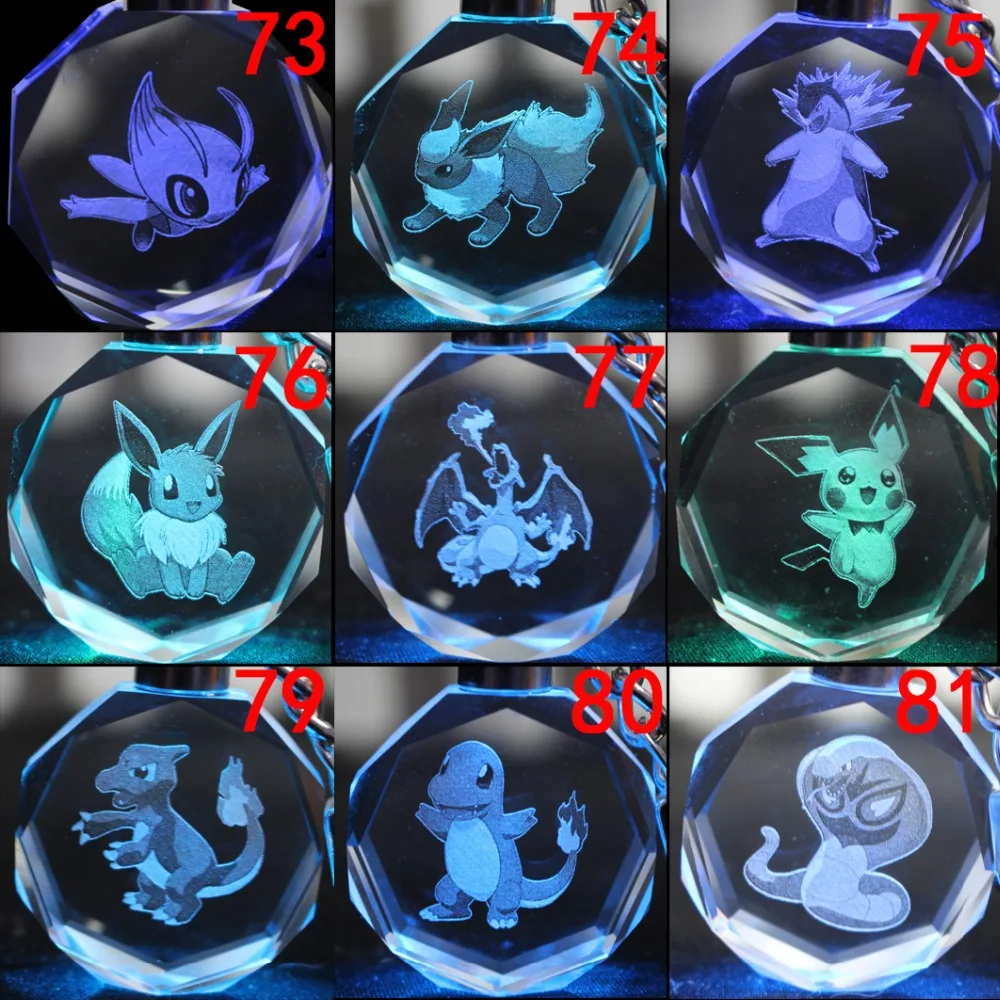 Pokimon Fashion Crystal Keychain Pikachu 15 Colorful Cycling Anime