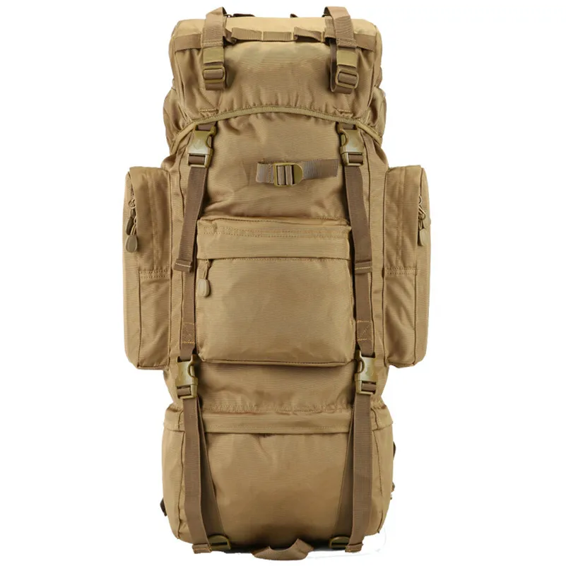 70 L large Backpack Outdoor Sports Bag 3P Military Tactical Bags For Hiking Camping Climbing Waterproof Wear-resisting Nylon Bag - Цвет: Khaki