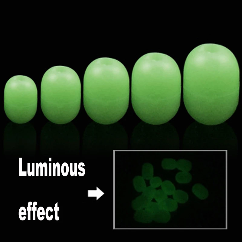 100 шт./лот зеленый мягкий резиновый цилиндр светящиеся бусины Lumo светящиеся бобы рыболовные мягкие резиновые рыболовные аксессуары с Вибрационный крючок