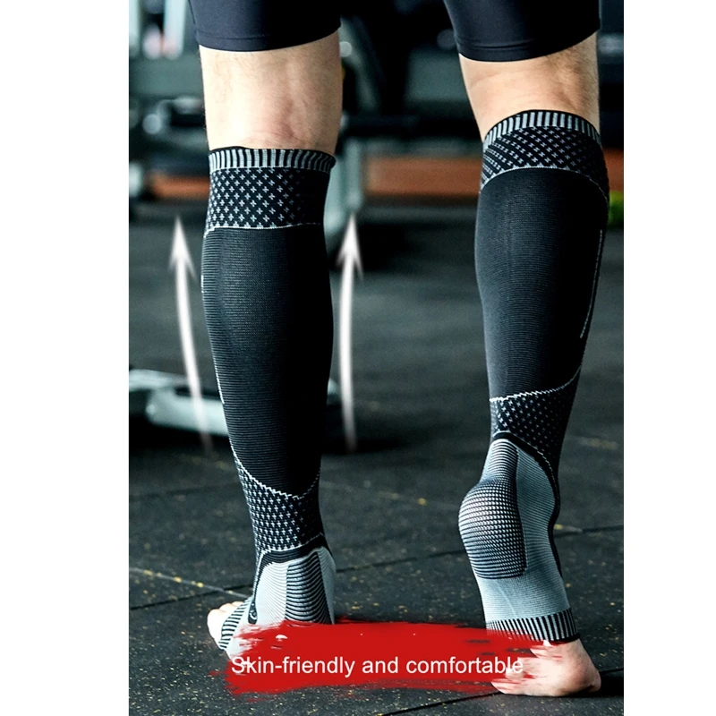 1 пара спортивных компрессионных носков ортопедические поддерживающие гольфы до колена защита голени и лодыжки для бега, футбола, катания на лыжах
