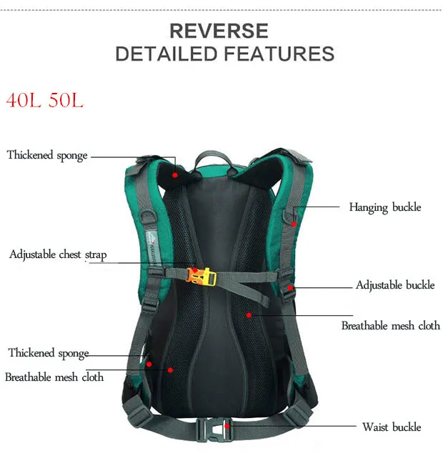 Mochila de Trekking 60l à Prova Dwaterproof Água Esportes Mochila Viagem Escalada Montanha 40l Caminhadas Acampamento Esqui Turista 50l 8 água esportes mochila viagem escalada montanha 40l