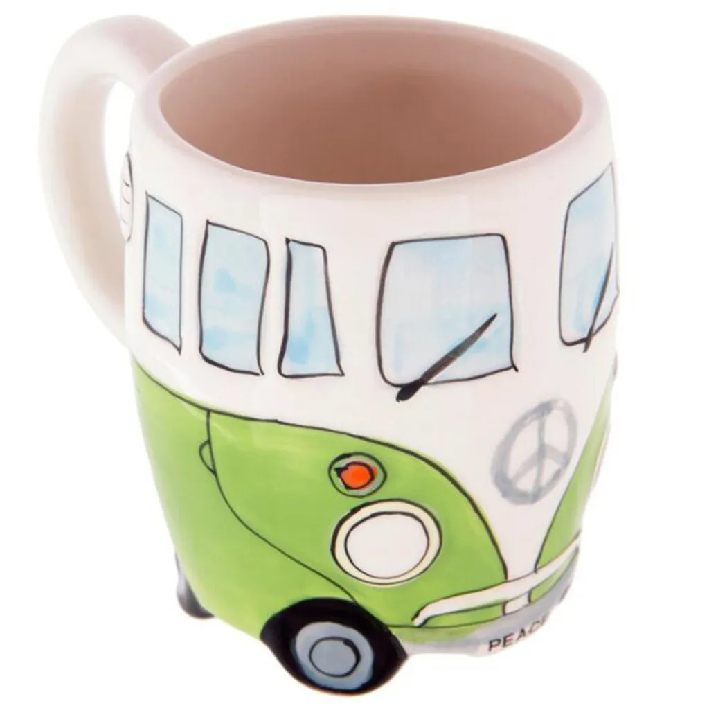 Saintgace Новая креативная живопись двойные кружки в форме автобуса@ простые офисные кофейные чашки ретро керамические кофейные молочные чайные чашки Прямая поставка - Цвет: Зеленый