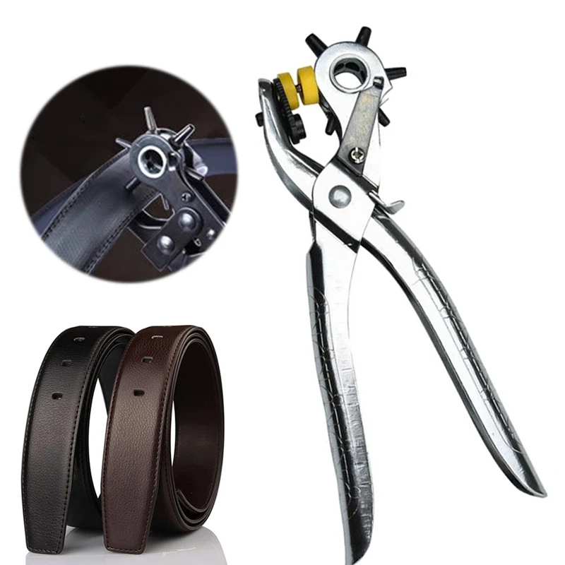 New 5 Size Heavy Duty Leather Canvas Belt Hole Punch Hand Pliers Belt Holes Punched Punching Plier Hole Home Pliers Tool