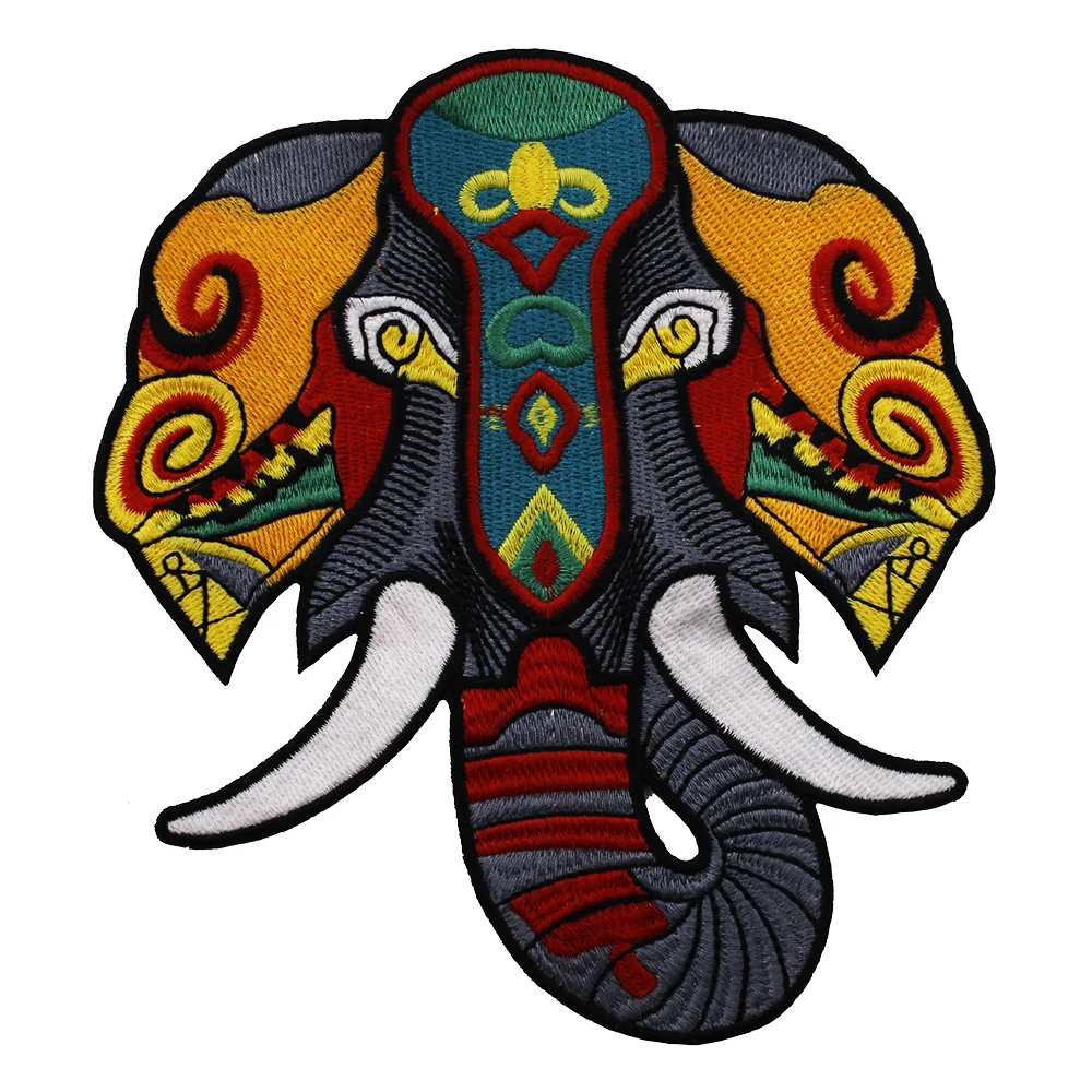 5piece Multicolors Elephant Head Embroidery Fabric Back Patches