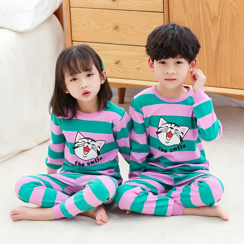 

2019 Autumn Cotton Children's Pajamas Sets Baby Girls Boys Clothes Cartoon Kids Sleepwear Long Sleeve Tops+Pants 2Pcs Nightwear
