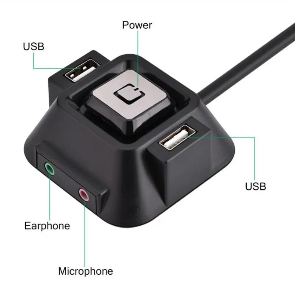 Desktop PC Case Switch Power on off Button W Dual USB Ports Audio Mic ports 4