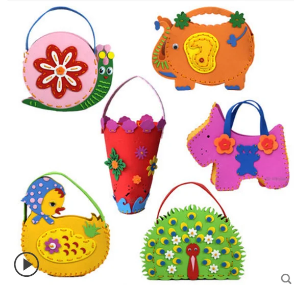 

Animal handbag random color EVA kit cloth Craft for children DIY Sewing set Felt Handwork Material DIY needlework supplies